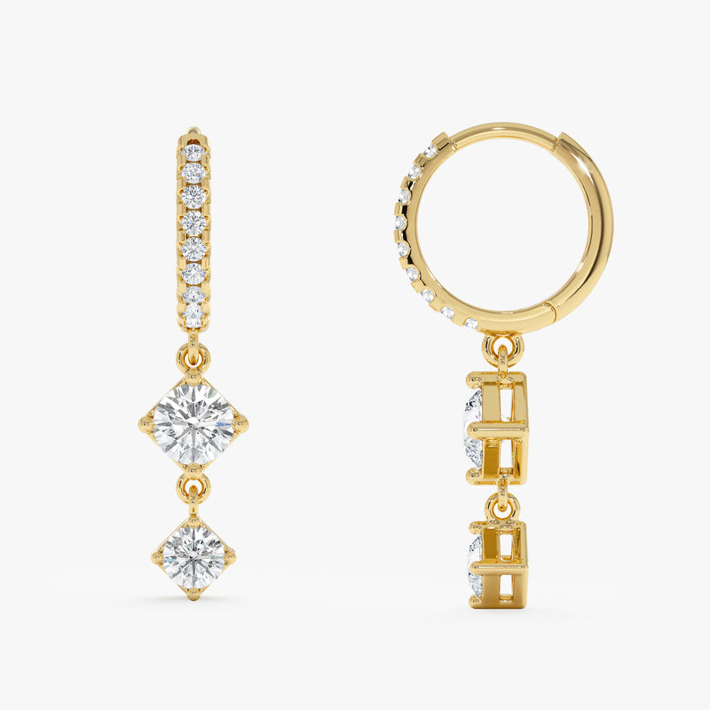 Dangly Diamond Huggie Earrings, Ravynelle