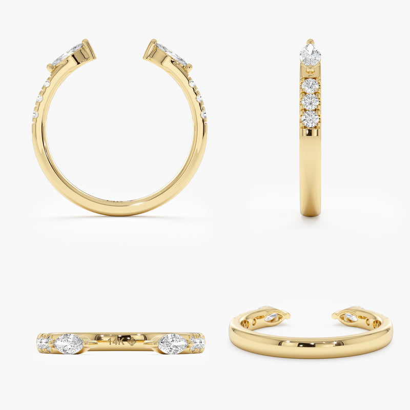 Lab Grown Marquise Diamond Cuff Ring, Isenora