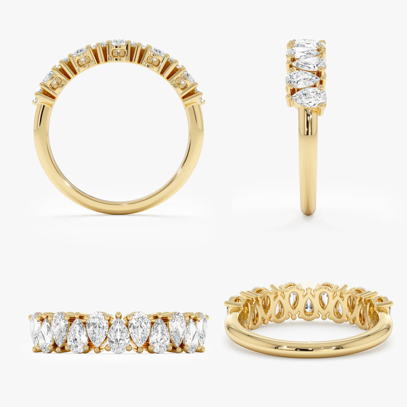 1 ctw Lab Grown Pear Shape Wedding Ring, Meir