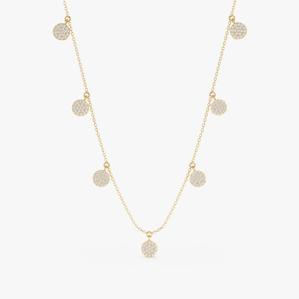 handmade solid gold multiple hanging diamond disc charms