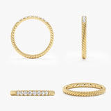 Dainty Rope Lab Grown Diamond Ring, Zelma