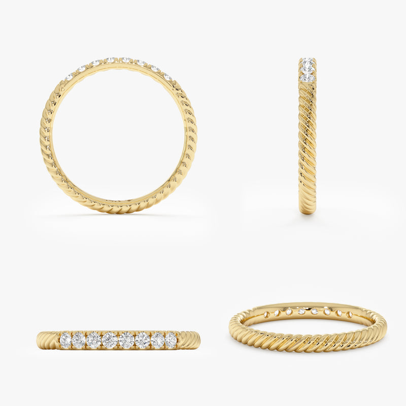 Dainty Rope Lab Grown Diamond Ring, Zelma