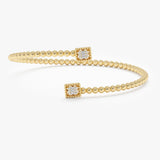 14k Gold Beaded Diamond Cuff Bracelet