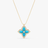 Turquoise & Lab Grown Diamond Clover Necklace, Eirlys
