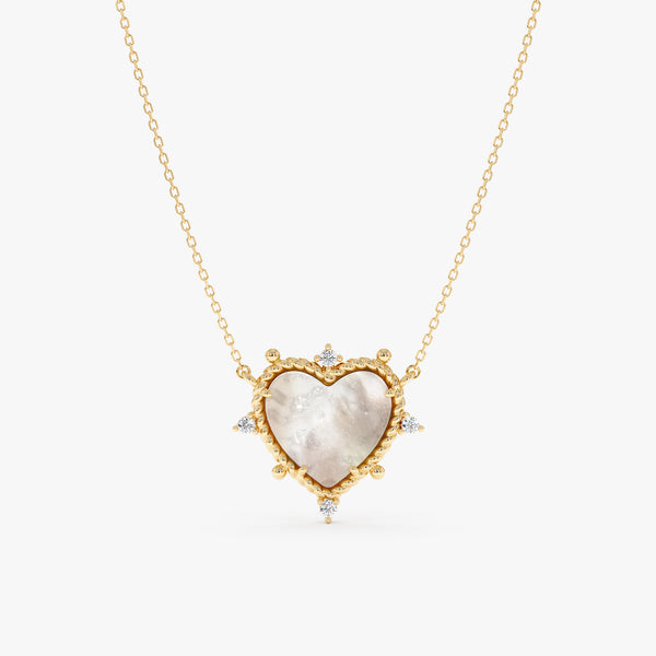 Mother of Pearl Heart Necklace, Daryana