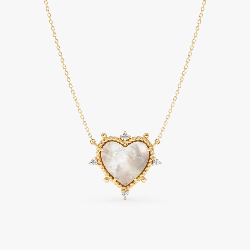Mother of Pearl Heart Necklace, Daryana