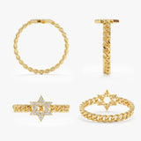 Diamond Star of David Cuban Chain Ring, Lioraeth