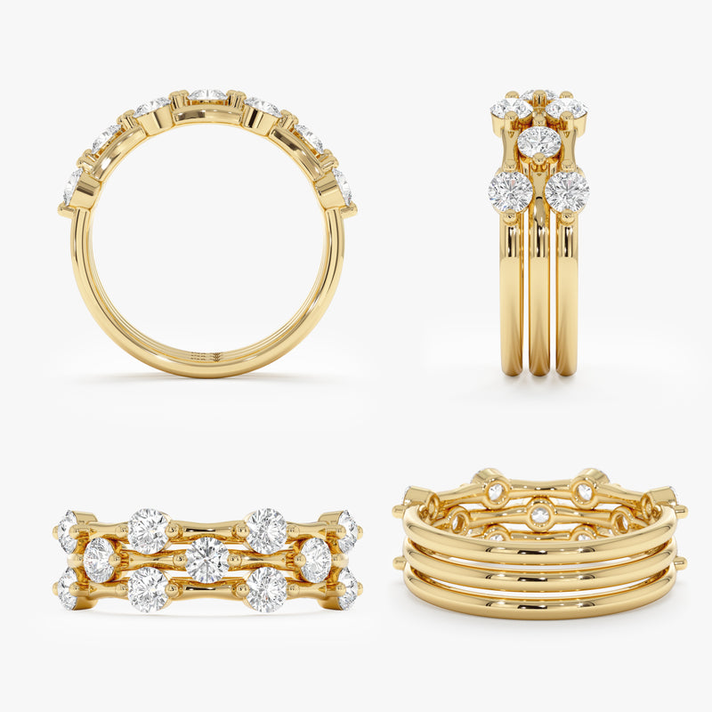 Set of 3 Lab Grown Diamond Station Rings, Lunessa