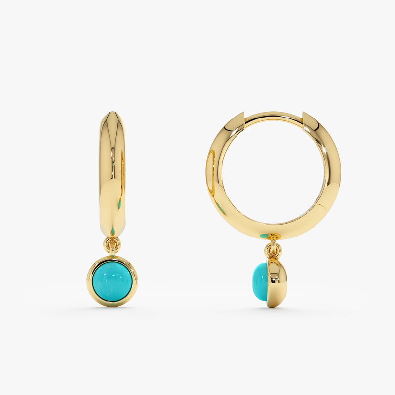 Turquoise Dangle Huggie Earrings, Azelina