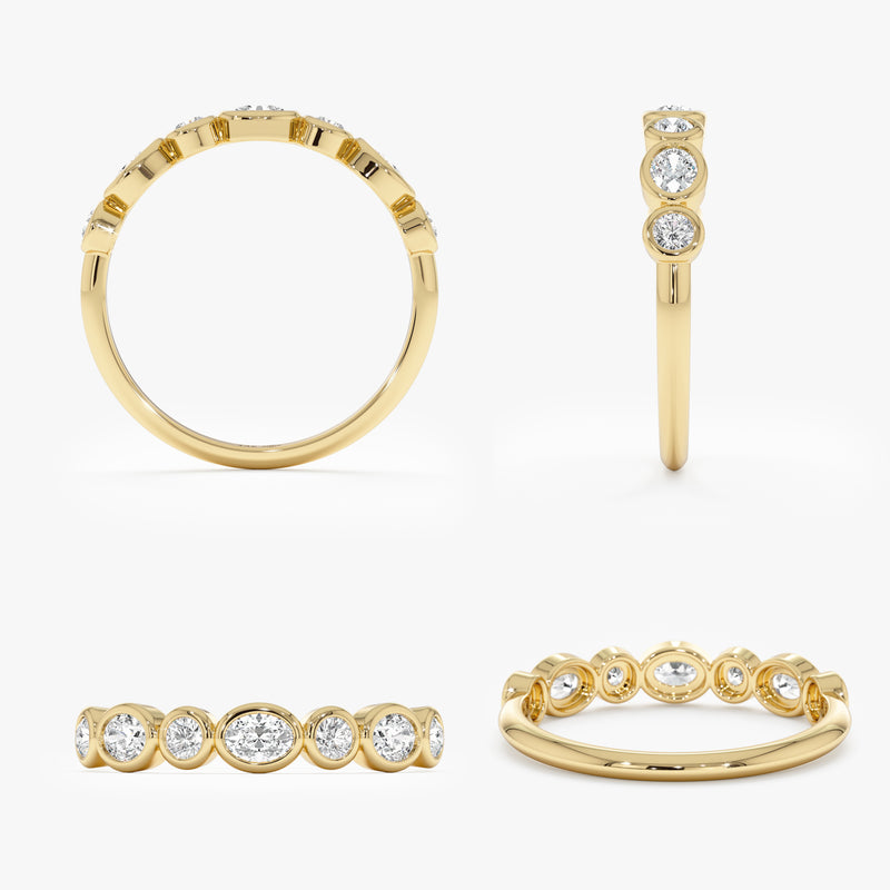 Oval & Round Lab Grown Diamond Wedding Band, Thalassa