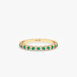 yellow gold emerald diamond band