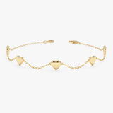 Solid Gold Multi Heart Bracelet, Zaleira