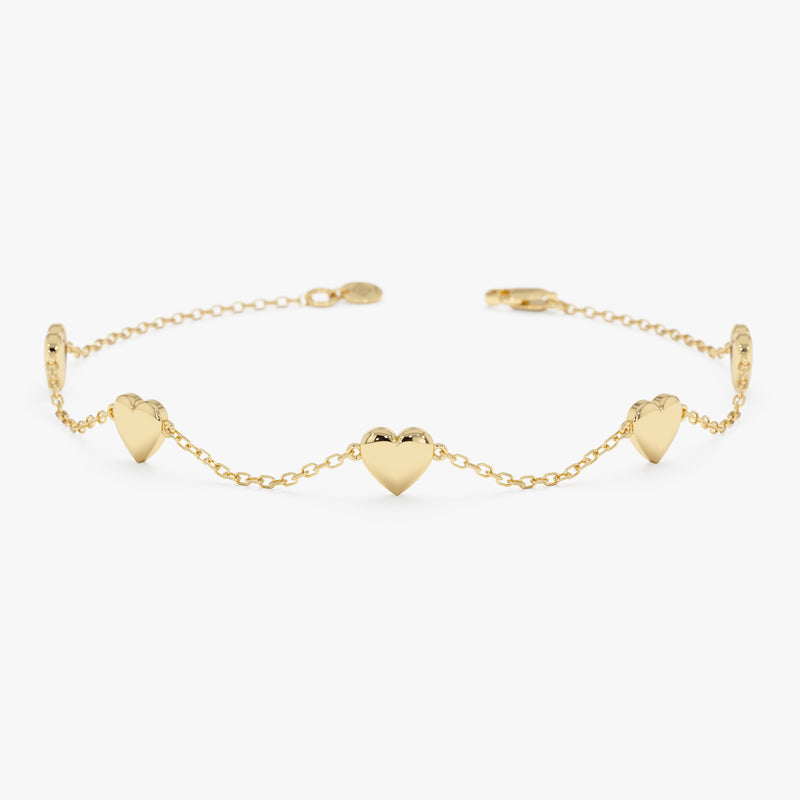 Solid Gold Multi Heart Bracelet, Zaleira