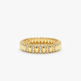 yellow gold ribbed diamond ring