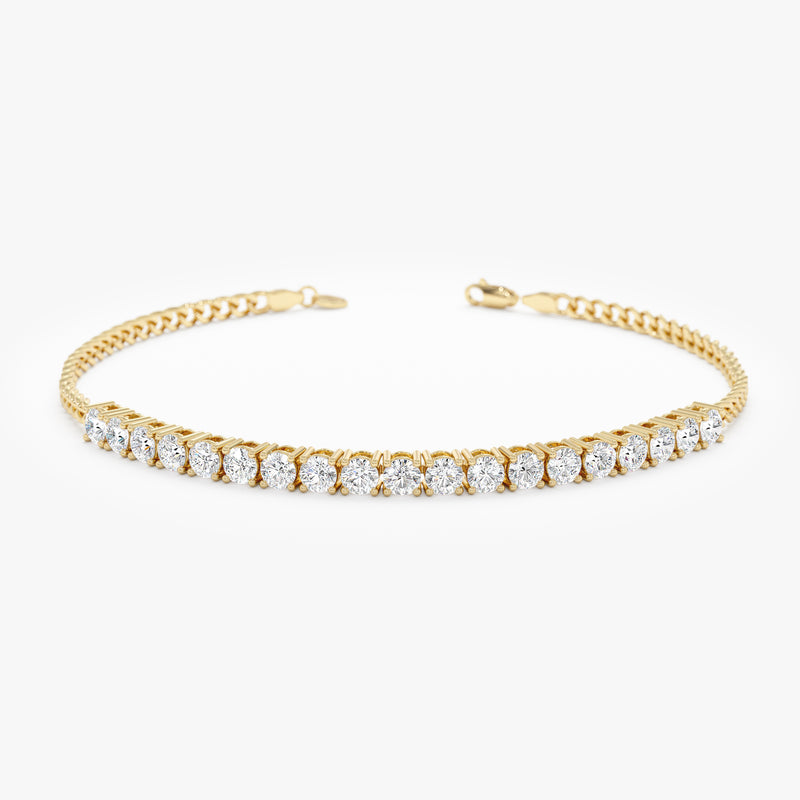 Lab Grown Diamond Cuban Chain Bracelet, Kaelis