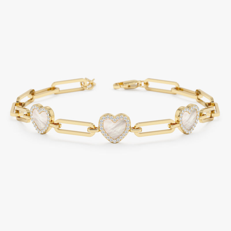 Triple Mother of Pearl Heart Bracelet, Nireth