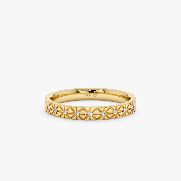Yellow Gold Diamond Starburst Eternity Ring