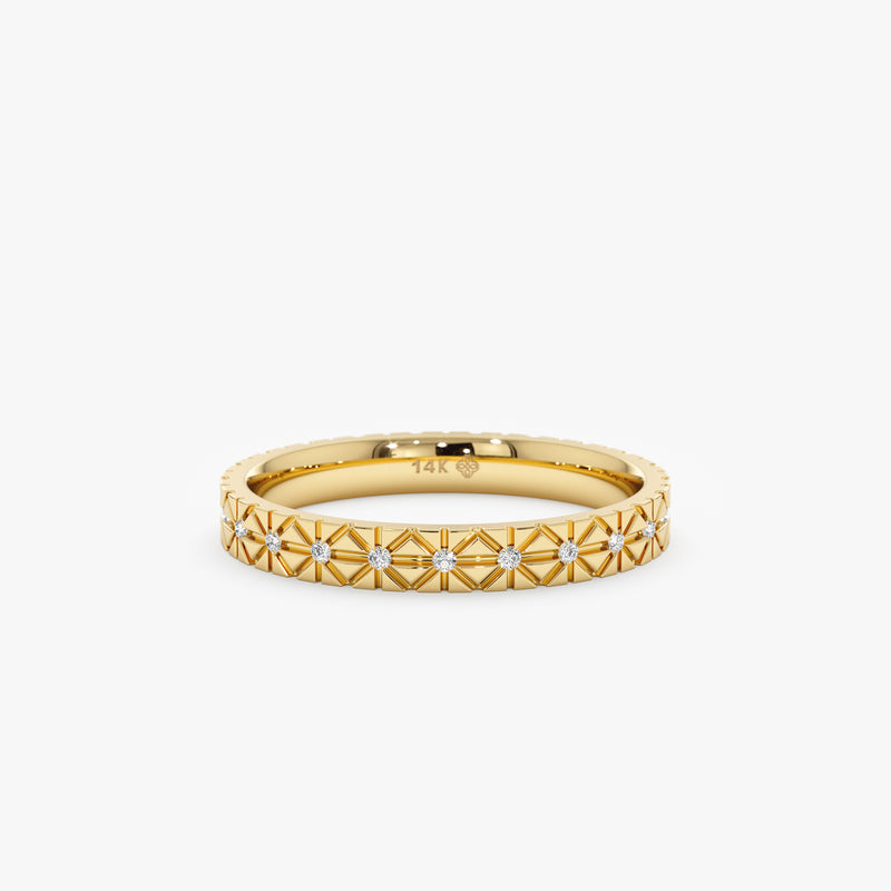 Yellow Gold Diamond Starburst Eternity Ring