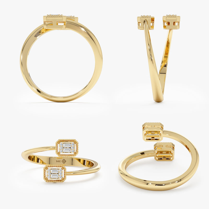 Diamond Baguette Wrap-Around Ring, Unique