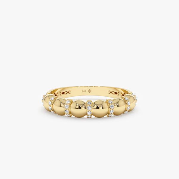 14k solid gold bubble ring with diamonds