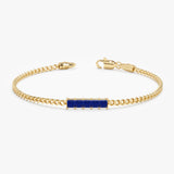 Princess Cut Sapphire Cuban Chain Bracelet, Lyriavelle
