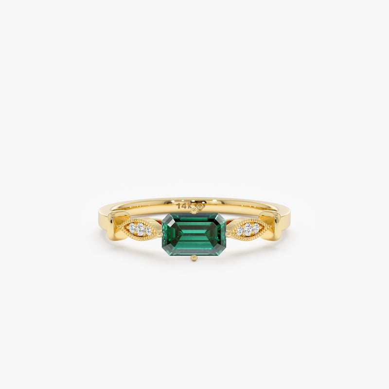 yellow gold teal sapphire diamond ring