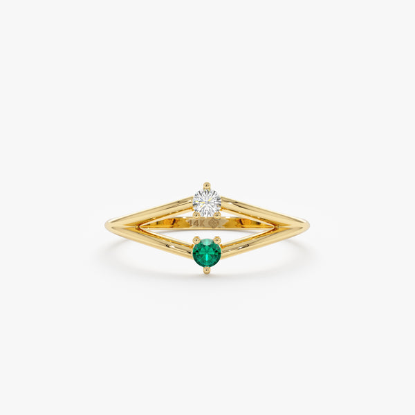 yellow gold diamond emerald band