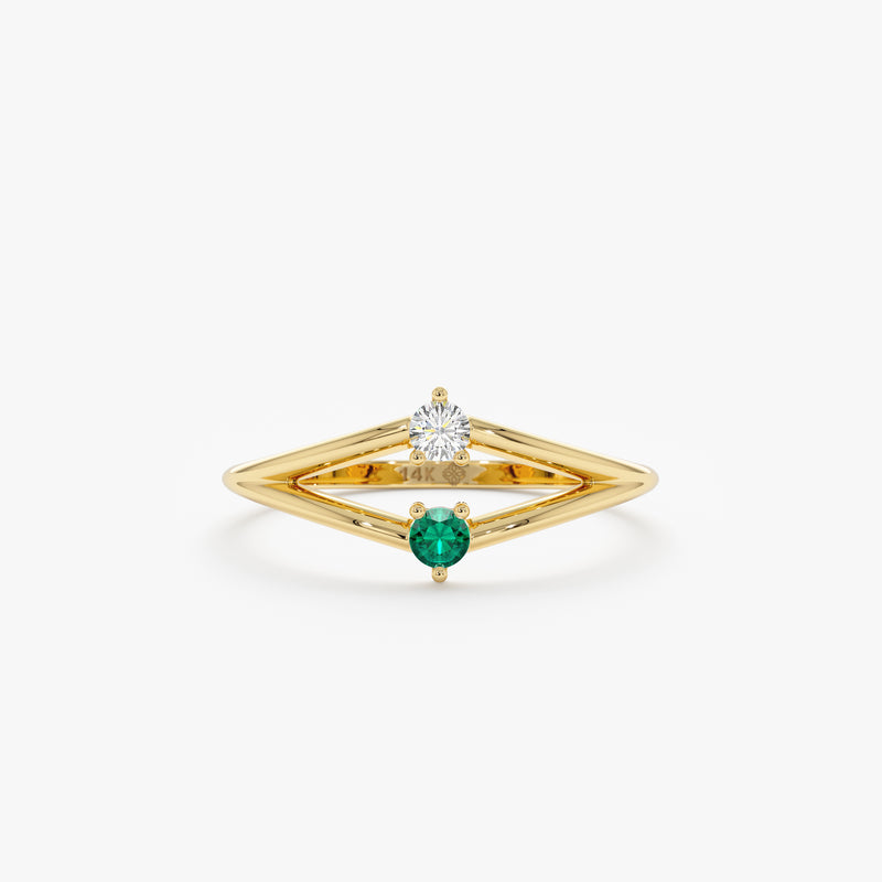 yellow gold diamond emerald band