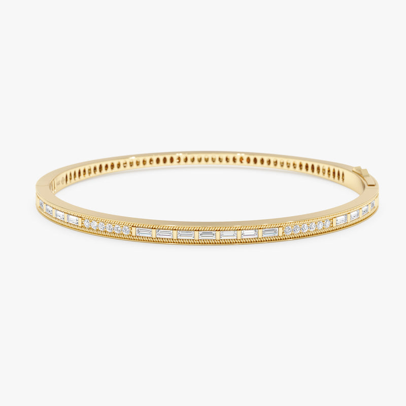 Lab Grown Baguette and Round Diamond Bangle, Vaila
