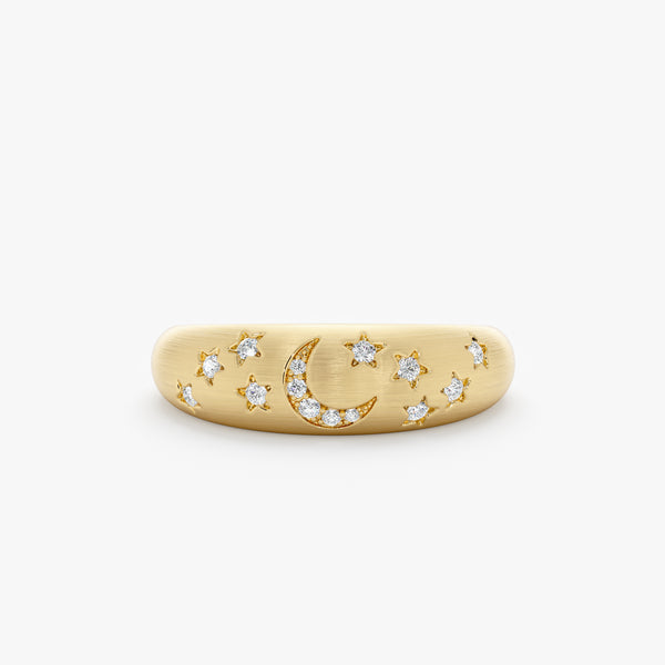 yellow gold diamond moon star band
