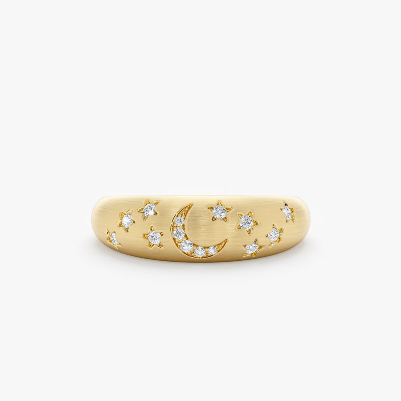 yellow gold diamond moon star band