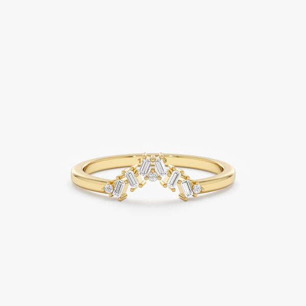 yellow gold baguette diamond nest ring