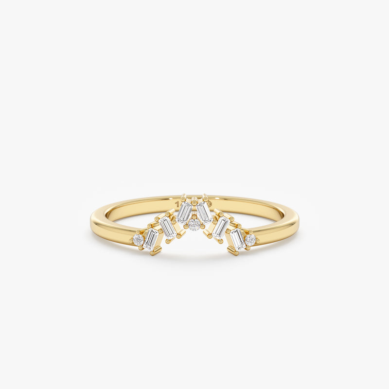 yellow gold baguette diamond nest ring