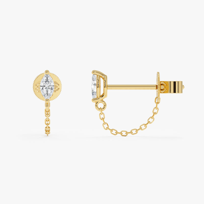 Marquise Diamond Chain Earrings, Caelith