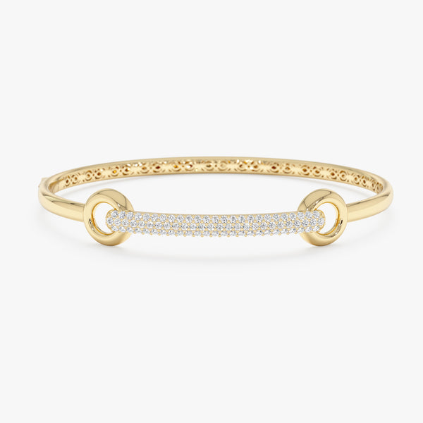 Interlocking Circle and Bar Bangle, Lab Grown Pave Diamonds, Marzanna