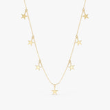 handmade solid gold multiple hanging star charm necklace