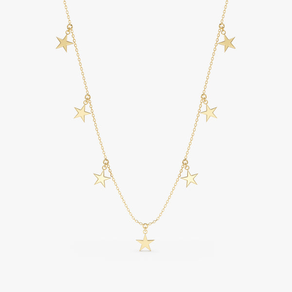 handmade solid gold multiple hanging star charm necklace