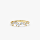 yellow gold diamond cluster band