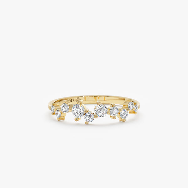 yellow gold diamond cluster band