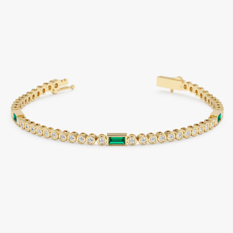 Lab Grown Diamond and Emerald Tennis Bracelet, Ravynna