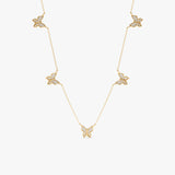handmade solid gold necklace with stationed diamond butterfly