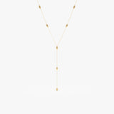 Solid Gold Beaded Lariat Necklace, Lyla
