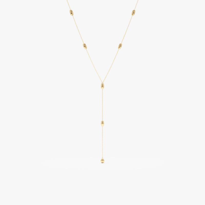 Solid Gold Beaded Lariat Necklace, Lyla