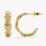 Natural Diamond Bamboo Hoops, Bambi