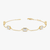 Emerald Cut Lab Diamond Station Bracelet, Evaloria