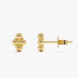Gold Four-Bead Cluster Stud Earrings, Lumi