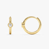 Bezel Solitaire Lab Grown Diamond Huggie, Zema