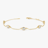 Pear Shape Lab Diamond Station Bracelet, Cyralune