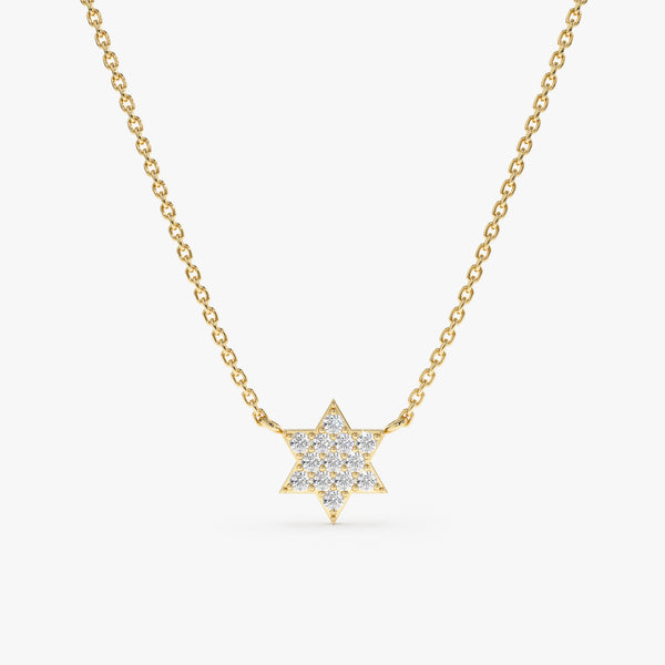 Yellow Gold Diamond Star of David Necklace
