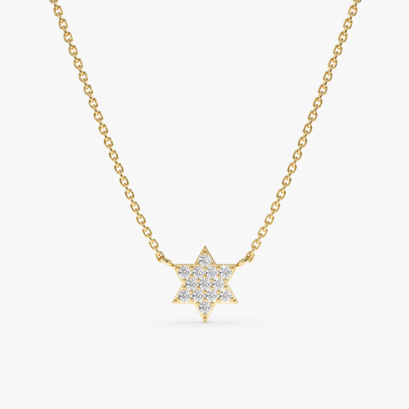 Yellow Gold Diamond Star of David Necklace